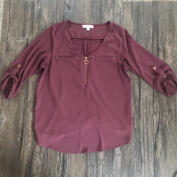 TEMPTED Pretty Purple/Mauve Blouse Gold detailing - Picture 1 of 5